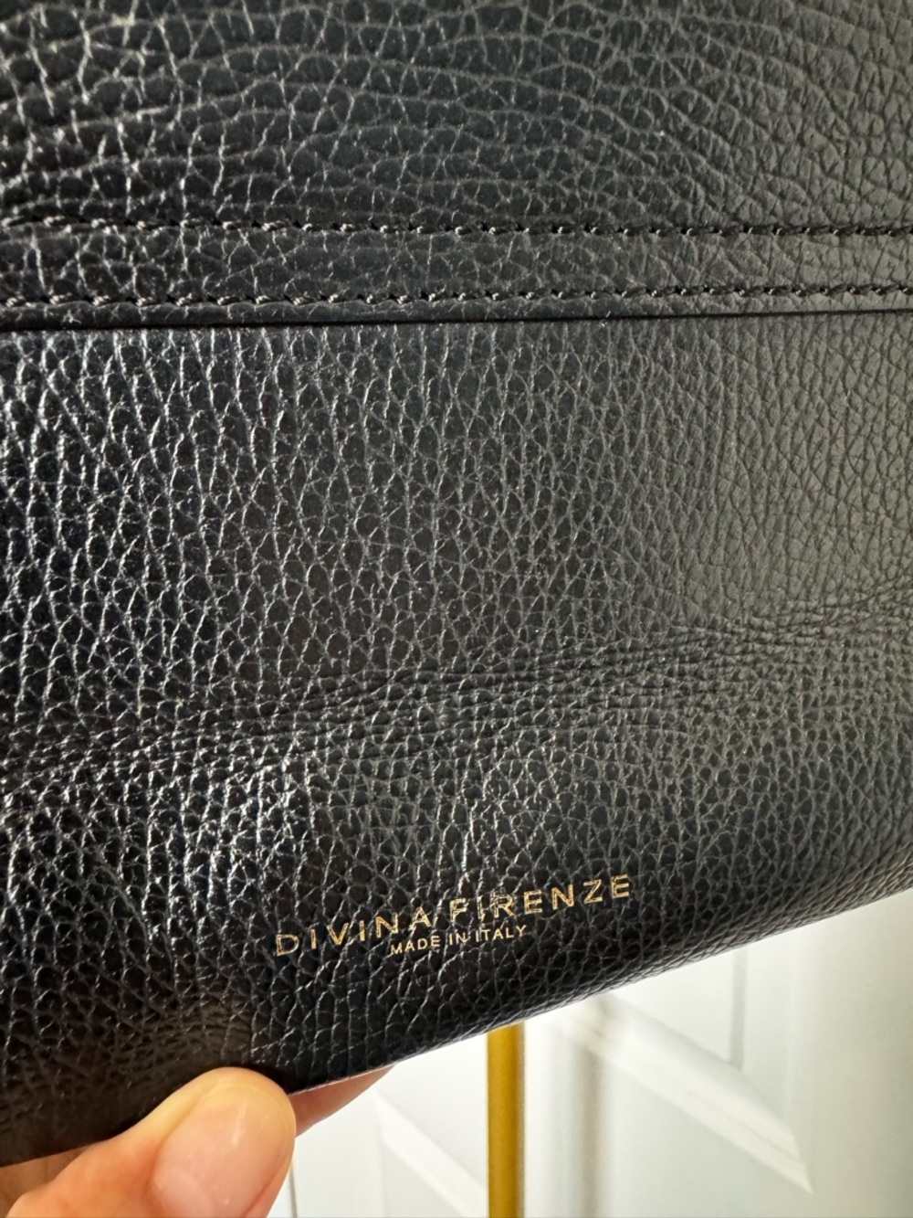 Divina Firenze Made in Italy Black Pebbled Leather Shoulder Bag - Picture 3 of 5